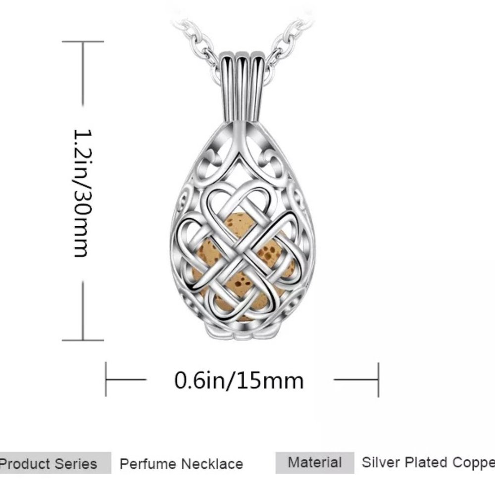 Celtic Knot Necklace Essential Oil Diffuser Teardrop Pendant Irish - Picture 7 of 8